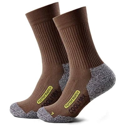 Abbildung von Piarini 2 Paar Coolmax Wandersocken Outdoorsocken Funktionssocken lang braun 35 38