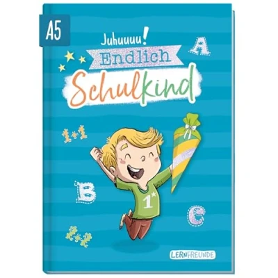 Abbildung von Endlich Schulkind! A5 Erinnerungsalbum zur Einschulung für Jungen by Häfft [Blau] Hardcover Einschulungsbuch Schulanfang, erster Schultag Geschenk die Schultüte klimafreundlich &amp; nachhaltig