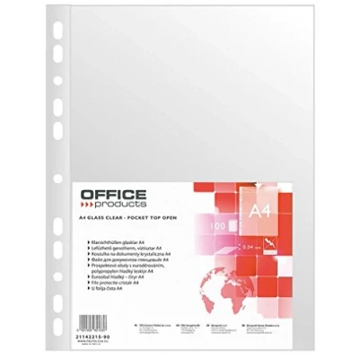 Abbildung von OFFICE PRODUCTS Kataloghüllen Prospekthüllen / 100 Stück/Din A4/ Glasklar Kristallklar Oben Offen Klarsichthüllen Sicht Hüllen Gelochte Plastikhülle/PP/Transparent 40 Mikron