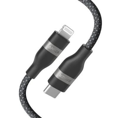Abbildung von Anker USB C Lightning Kabel, Upcycled Flechtgewebe auf Kabel 90cm, 60W ultra schnelles Ladekabel für iPhone 14/13/12/11 Serie und mehr