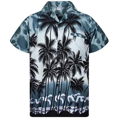 Abbildung von King Kameha Funky Hawaii Hemd, Herren, Kurzarm, Beach, Grau, L