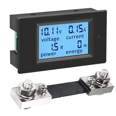 Abbildung von KETOTEK Voltmeter Amperemeter Stromzähler Leistungsmesser DC 6,5 100V mit 100A Shunt, Volt Ampere Watt Energie Anzeige Ström Spannung Messgerät Meter, Wattmeter Energiemessgerät für Solar Auto