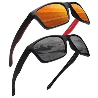 Abbildung von JIM HALO Polarisiert Sport Sonnenbrille Spiegel Wickeln Um Fahren Angeln Damen Herren(Spiegel Orange+Spiegel Grau)