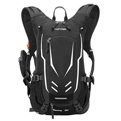 Abbildung von Toptrek Fahrradrucksack 18L Ultraleicht Fahrrad Rucksäcke mit Regenschutz und Helmabdeckung Trinkrucksack Wasserdicht Radsport Rucksack Sportrucksack Hydration für Herren MTB(Schwarz)