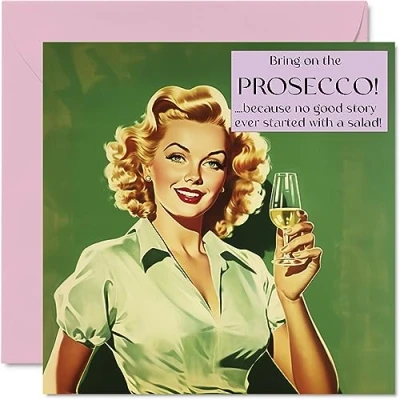 Abbildung von Stuff4 Lustige Geburtstagskarten für Frauen Bring On The Prosecco Geburtstagskarte Schwester, Tochter, Bestie, Arbeitskollegin, 145 mm x mm, Witz, Humor, Banter Bday Grußkarten
