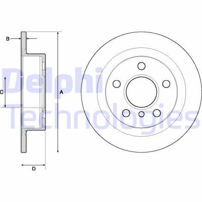 Abbildung von DELPHI BG4706C Bremsscheibe 259 10 5 voll beschichtet hochgekohlt ohne Radlager, ABS Sensorring MINI: Hatchback, Convertible