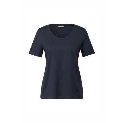 Abbildung von Street One MIT Spitzeneinsatz Tshirt basic, Damen, Größe: 36, Blau