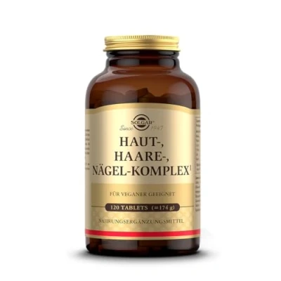 Abbildung von SOLGAR® Haut , Haare Nägel Komplex mit MSM, Rotalge, Vitamin C, Lysin, Prolin, Zink &amp; Kupfer für Haare, und Einzigartige Formel patentiertem OptiMSM® 120 Tabletten