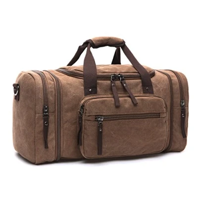 Abbildung von LOSMILE Canvas Reisetasche,40L 50L Weekender Tasche Sporttasche Handgepäck für Damen und Herren mit der Großen Kapazität. (Braun)