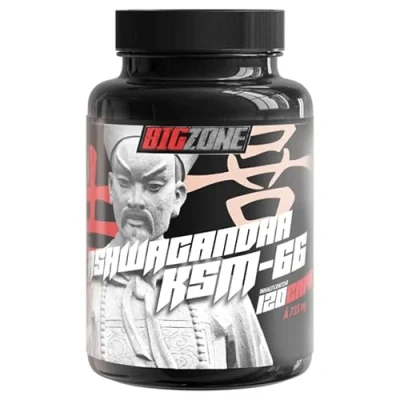 Abbildung von Big Zone Ashwagandha KSM 66® (120 Kapseln) patentiertes Vollspektrum Extrakt mit 5% Withanoliden