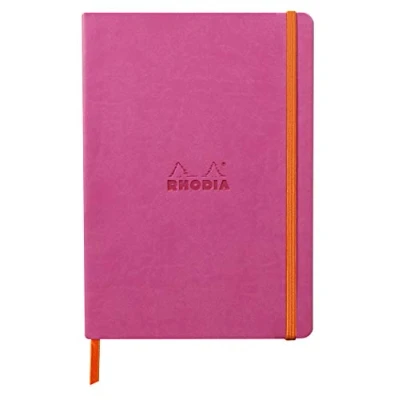 Abbildung von Rhodia 117445C Notizheft Softcover Rhodiarama DIN A5 (14,8x21 cm), 80 Blatt, liniert Clairefontaine Papier Elfenbein 90g Lesezeichen, Gummizugverschluss, Cover aus Kunstleder Fuchsia, 1 Stück