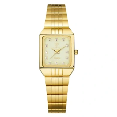 Abbildung von JewelryWe Uhren Damen Edelstahl Rechteckig: 30 wasserdichte Analog Quarz Frauen Armbanduhr Gold Armband Uhr Damenuhr mit Strass Rechteck Zifferblatt