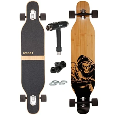 Abbildung von Camber Longboard mit Keramik Kugellager in Flex1 Drop Through Cruiser Freeride Skaten Komplettboard T Tool