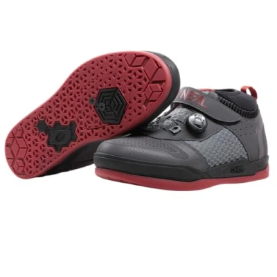 Abbildung von O&#039;NEAL Mountainbike Schuhe MTB Downhill Freeride Vegan SPD Pedalplatten kompatibel, Schnellschnür System, atmungsaktiv Session V.22 Shoe Erwachsene Grau Rot Größe 44