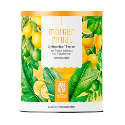 Abbildung von NATURTREU® Morgenritual Stoffwechseldrink * Wakeup Shake mit Zitrone, Apfelessig, Limonen, Ingwer Shot &amp; Vitamin C 150g Getränkepulver für Morgen Routine Einfach mehr trinken