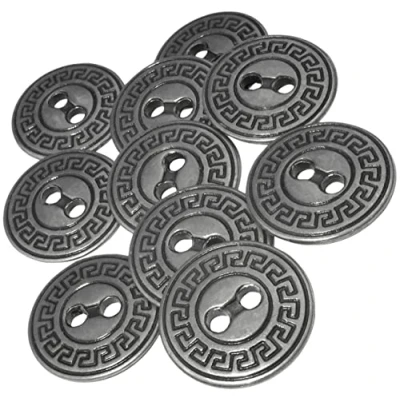 Abbildung von AERZETIX C56623 Set mit 10 Nähknöpfe aus Metall Ø20 mm 2 löchern Öffnung 3 Farbe grau kurzwaren nähen kleidung handwerk jeans