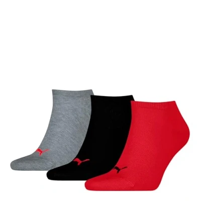 Abbildung von PUMA Unisex Plain Sneaker Sock, Black/red New, 43/46 (3er Pack)