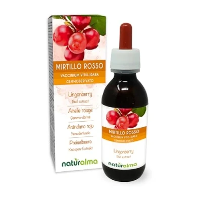 Abbildung von Preiselbeere (Vaccinium vitis idaea) Alkoholfrei knospen Extrakt aus frishen Naturalma Flüssig Tropfen 120 ml Nahrungsergänzungsmittel Veganer