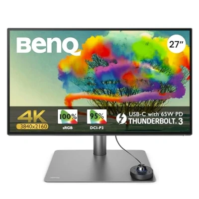 Abbildung von BenQ PD2725U Grafiker Monitor (AQCOLOR Technologie, 27 Zoll, 4K UHD, IPS, P3 Farbraum, Thunderbolt /USB C Laden, DP / HDMI, KVM, Hardware kalibriert, HDR 400, Höhenverstellbar), MacBook kompatibel