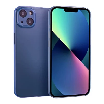 Abbildung von doupi UltraSlim Hülle kompatibel für iPhone 13 (6,1 Zoll), Ultra Dünn Fein Matt Handyhülle Cover Bumper Schutz Schale Hard Case Taschenschutz Design Schutzhülle, blau