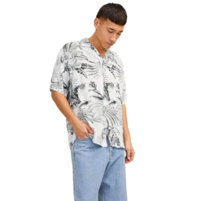 Abbildung von Jack &amp; Jones Hawaii Relaxed FIT Hemd, Herren, Größe: Small, Cloud dancer