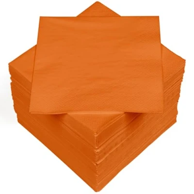 Abbildung von HEKU 100 einfarbige Servietten, 3 lagig, 33x33cm I Einheitliche Qualität für Veranstaltungen &amp; Gastronomie Praktische 5er Packung Hoch saugfähig und stilvoll, orange
