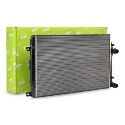 Abbildung von VALEO 732872 Kühler, Motorkühlung Aluminium 650 415 34 ohne Kühlmittelregler Kühlrippen mechanisch gefügt VOLKSWAGEN: Passat B6 Saloon, Scirocco III