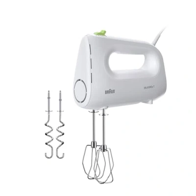 Abbildung von Braun Household MultiMix 1 HM 1110 WH Handmixer Handrührgerät mit 4 Geschwindigkeitsstufen plus Turbo, FastMix Technologie, EasyClick, inkl. Schneebesen und Knethaken, Einhandbedienung, 450W, Weiß