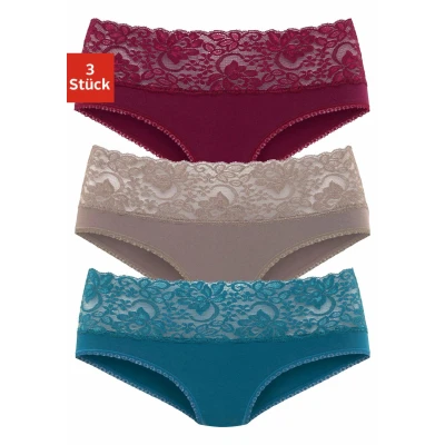 Abbildung von Lascana 3 PACK Slip, Damen, Größe: 32/34, Blue/beige/red