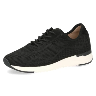 Abbildung von CAPRICE Damen Sneaker flach mit Schnürsenkeln Bequem, Schwarz (Black Knit), 41 EU