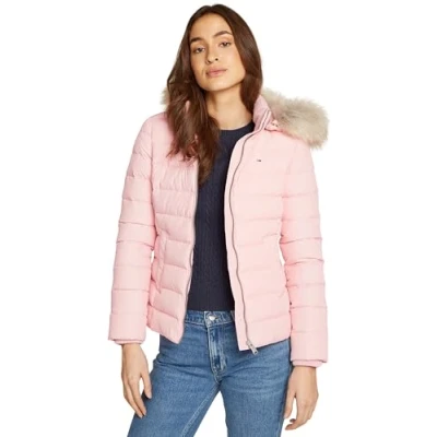 Abbildung von Tommy Jeans Damen Pufferjacke Basic Hooded Down Jacket mit Kapuze, Rosa (Ballet Pink), XS
