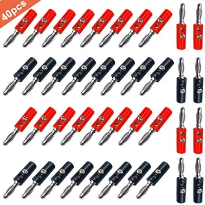 Abbildung von QitinDasen 40Pcs Premium 4mm Bananenstecker, Vernickelt Banane Lautsprecher Stecker, für Audio Lautsprecher, Verstärker (Rot, Schwarz)