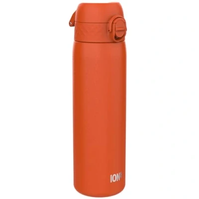 Abbildung von Ion8 Stahl Trinkflasche, 600 ml, Auslaufsicher, Einhandöffnung, Sichere Verriegelung, Spülmaschinenfest, Klappdeckel, Tragegriff, Leicht zu Reinigen, Langlebig &amp; Kratzfest, Kräftiges Orange