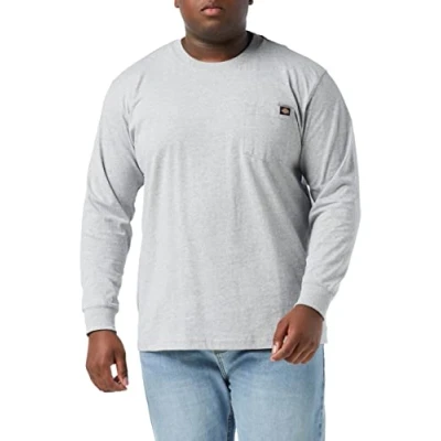 Abbildung von Dickies, Herren, Schweres Langarmshirt mit Tasche, legere Passform, Heather Grey, M