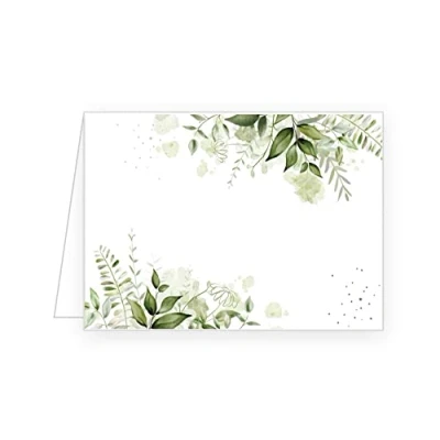 Abbildung von Edition Seidel Set 25 Premium Tischkarten Platzkarten Namenskarten Hochzeit Geburtstag Taufe Kommunion Konfirmation Firmung Jugendweihe Feier grüne Blätter Eukalyptus