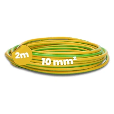 Abbildung von Kalitec 2 Meter H07V K 10 mm² grün gelb Verdrahtungsleitung I Aderleitung flexibel Erdungskabel Schutzleiter 10mm2 Litze PVC Einzelader Verdrahtung feindrätig Einzelleitung Schaltdraht