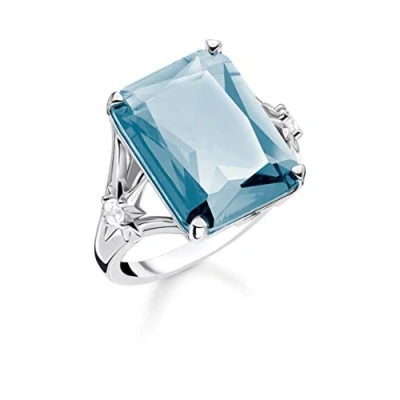 Abbildung von Thomas Sabo Damen Ring Stein Blau groß mit Stern 925 Sterlingsilber TR2261 644 31 50
