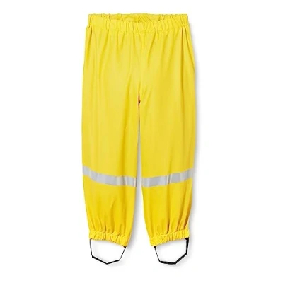 Abbildung von Playshoes Matschhose Regenlatzhose Fleece Futter Unisex Kinder Wind und wasserdichte Regenhose Regenbekleidung, gelb Bundhose, 86