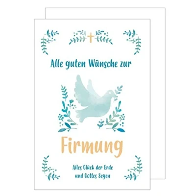 Abbildung von Edition Seidel Premium Glückwunschkarte zur Firmung mit Umschlag. Firmungskarte Grusskarte Taube Zweig Junge Mädchen Karte (FI120 SW022)