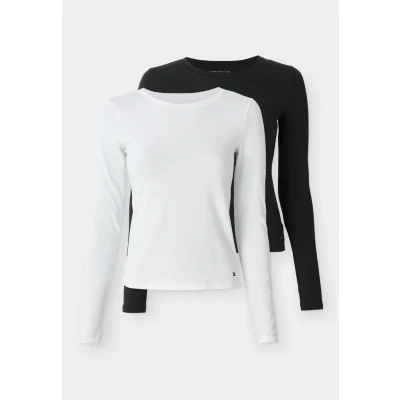 Abbildung von Tommy Hilfiger FLAG 2 PACK Nachtwäsche Shirt, Damen, Größe: 42 44, White/black