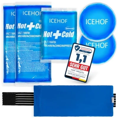 Abbildung von ICEHOF Kühlpads (5x) mit Vlies Hülle Kuschelweich, lange Kühldauer, verschiedene Größen Family SET, Kühlpack Gel Kühlakku Kühlgel Kühlkompresse Kälte Kompresse Kühlkompressen Kühlbeutel Eisbeutel