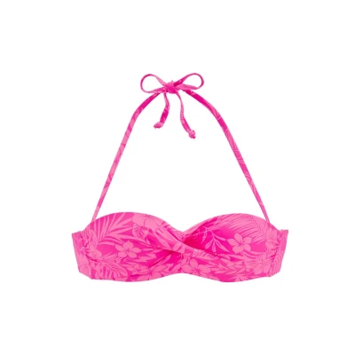 Abbildung von Venice Beach Bandeau Bikinitop, Damen, Größe: 44xD, Pink bedruckt