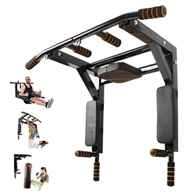 Abbildung von Leogreen Klimmzugstange Wandmontage, Pull Up Bar, Trainings Halterung mit Multifunktionen, 8 rutschfeste Griffe, Schwerlast Trainingsgewicht bis zu 200kg, 95 x 73 47cm