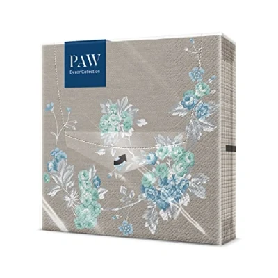 Abbildung von PAW Servietten 3 lagig (33 x 33 cm) I 20 Stück Perfekt für Geburtstage, Partys, Hochzeiten, Kommunion und Feiern Papierservietten Bunt Elegante Blumen Farbe: Peaceful Garden