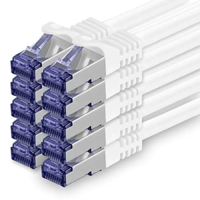 Abbildung von 1aTTack.de 10x 0.5 M CAT7 Netzwerkkabel 10 Gigabit RJ45 Patchkabel Ethernet Kabel (SFTP PIMF LSZH CU) für DSL LAN Switch Modem Router Patchpanel CAT6 CAT5 weiß