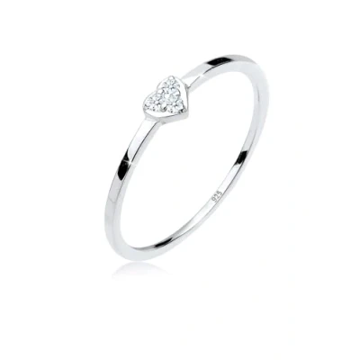 Abbildung von Elli DIAMONDS Ring Damen Herz Symbol Klassisch mit Diamant (0.06 ct.) in 925 Sterling Silber