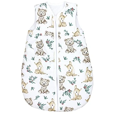 Abbildung von TupTam Ganzjahresschlafsack 2.5 TOG wattiert ärmellos Baby Schlafsack OEKO TEX, Farbe: Bären/Rehe/Braun/Grün, Größe: 80 86