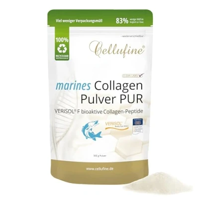 Abbildung von Cellufine® Premium VERISOL F (Fisch) Collagen Pulver 300 g Doypack, Beauty Kollagen mit bioaktiven Peptiden, ohne Konservierungsstoffe, 60 Portionen sehr hoher Bioverfügbarkeit
