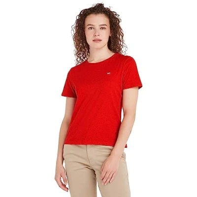 Abbildung von Tommy Jeans TJW SOFT TEE Top, Damen, Größe: XS, Deep crimson
