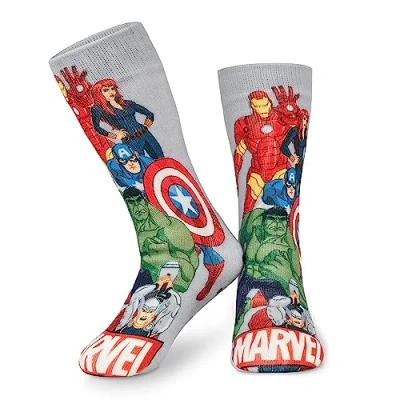 Abbildung von Marvel Kuschelsocken Herren Avengers Winter Socken Jungen Teenager Anti Rutsch (Grau AOP)